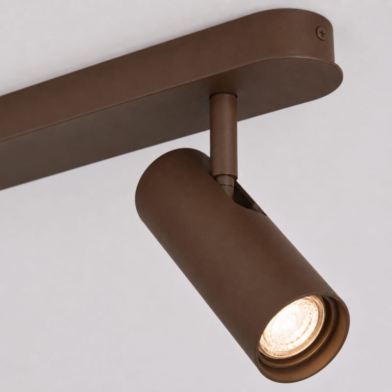 lensa brown 3 lamp bar spotlight, adjustable heads, steel, gu10, 100cm length