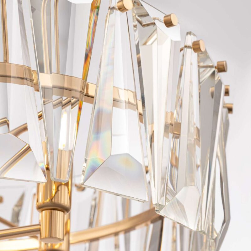 puntes circular 6 lamp pendant light, metal, gold, crystal cut glass, 51.7cm wide