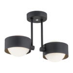 Simo IP44 Ceiling Lamp, 2 Light Semi Flush, Black, 34cm Width