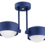 Simo IP44 Ceiling Lamp, 2 Light Semi Flush, Navy Blue, 34cm Width