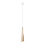Syla Single Natural Wood Pendant Lamp, GU10, White, 8cm Width