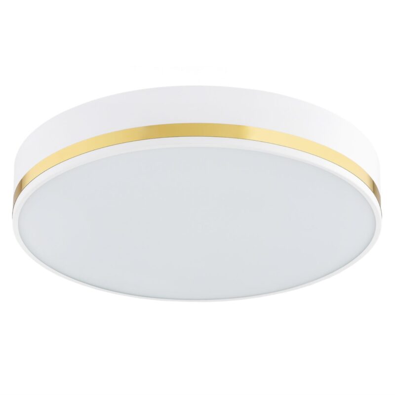 erome medium flush ceiling lamp, gold & white, 2 light, 35cm width