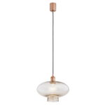 Trisca Champagne Glass Pendant Light, Copper Steel, 1 Lamp, 30cm Diameter