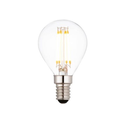elg e14 led golf ball, clear, filament, 4w, dimmable