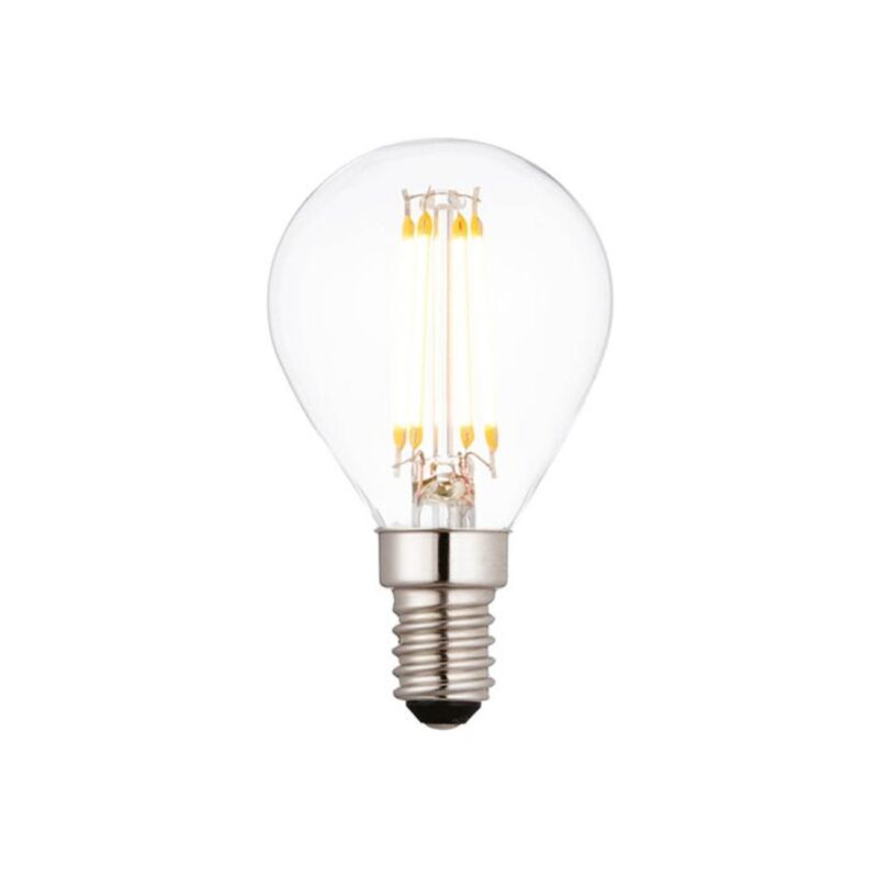 elg e14 led golf ball, clear, filament, 4w, dimmable