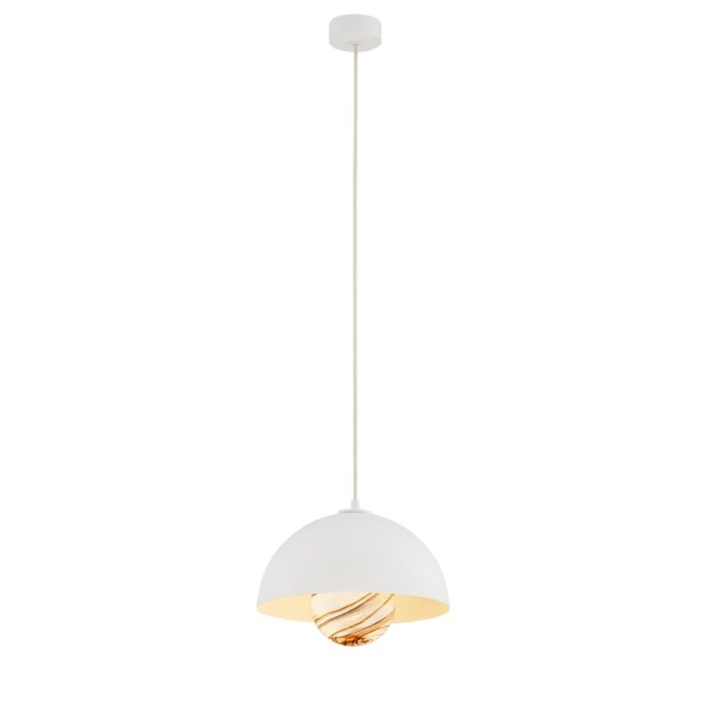 lava cream white pendant lamp, white brown marble glass, 1 lamp, 27cm width