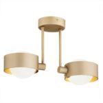Simo IP44 Gold Ceiling Light, Semi Flush, 2 Light, 34cm Width