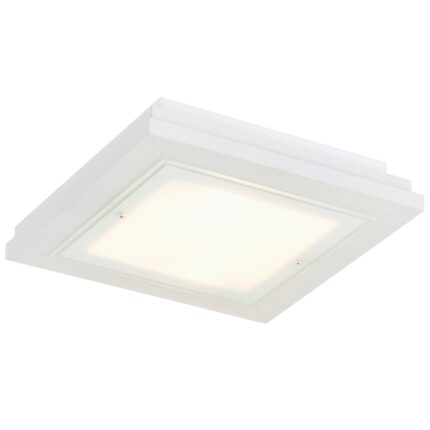 tayber large cream white flush ceiling lamp, 4 light, glass, wood, 52cm wide