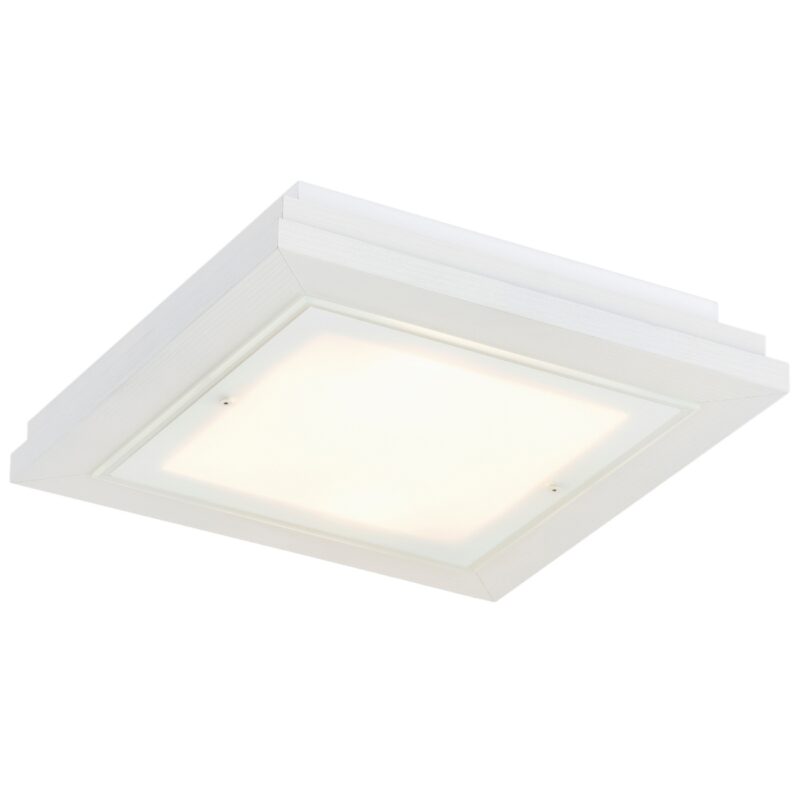 tayber large cream white flush ceiling lamp, 4 light, glass, wood, 52cm wide