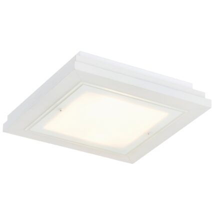 tayber small cream white flush ceiling light, 2 light, glass, wood, 32cm wide