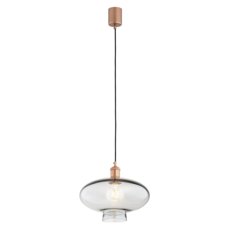 trisca smoked glass pendant lamp, copper steel, 1 lamp, 30cm diameter
