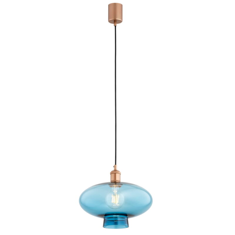 trisca blue glass pendant lamp, copper steel, 1 light, 30cm diameter