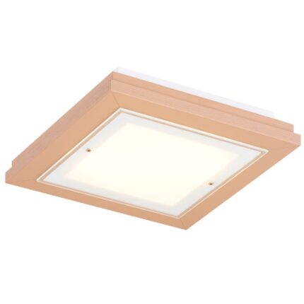 tayber small peach flush ceiling lamp, 2 light, glass, wood, 32cm wide