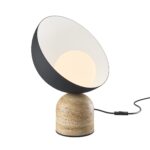 Tavo Black Table lamp, Beige Stone, 1 Light, Opal Glass, 10cm Wide