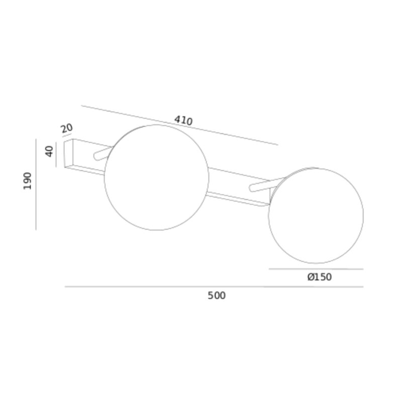 elite ip44 double wall lamp, chrome, grey glass, 50cm width