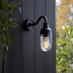 Navel Arched Arm Outdoor Wall Light, Black