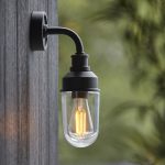 Wane Outdoor Wall Lamp, Black, Clear Glass