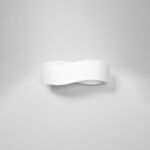 Teela White Wall Lamp, 2 Light, Up & Down, Metal Curve, 40cm Wide