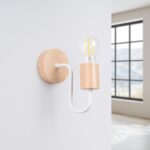 Thymbo Wood Wall Lamp, White Metal, 1 Light, 8cm Wide
