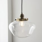 Poro Pendant Lamp, Antique Brass, Clear Glass, 30cm