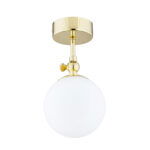 Tina 1 Lamp IP44 Ceiling Light, Polished Brass, Opal Glass Globe, 12cm Width