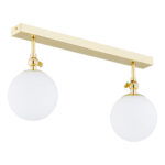 Tina IP44 Linear brass Ceiling Lamp, 2 Lamp, Opal Glass, 43cm Width