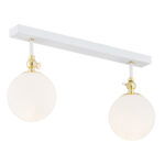 Tina IP44 Linear White Ceiling Light, 2 Light, Opal Glass, 43cm Width