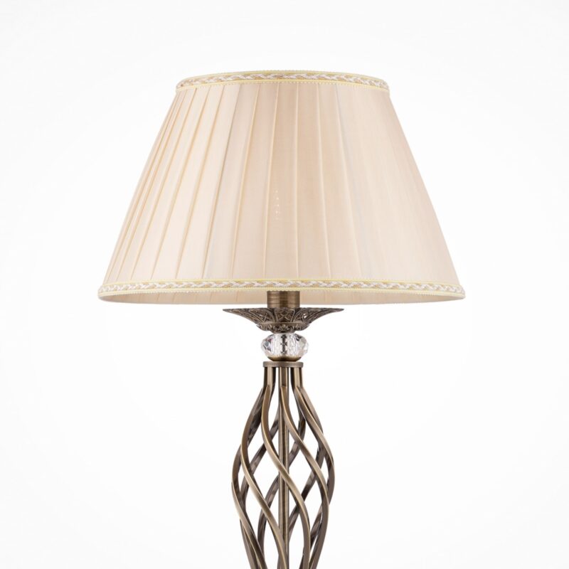 grace bronze table lamp, beige lampshade, crystal detail, 55cm height