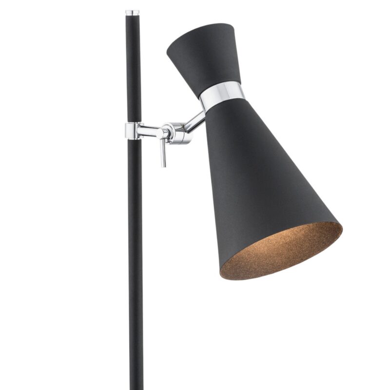 luke desk lamp, black & chrome, 1 light, 53cm height