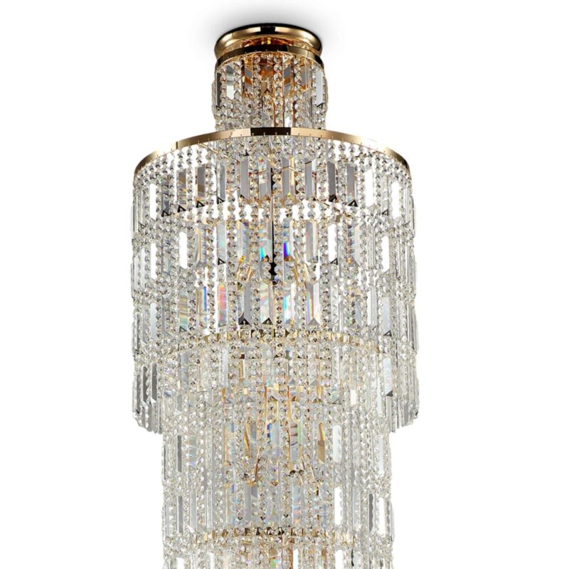 niagara 16 light tiered chandelier, gold, metal, clear crystal glass, 170.5 height