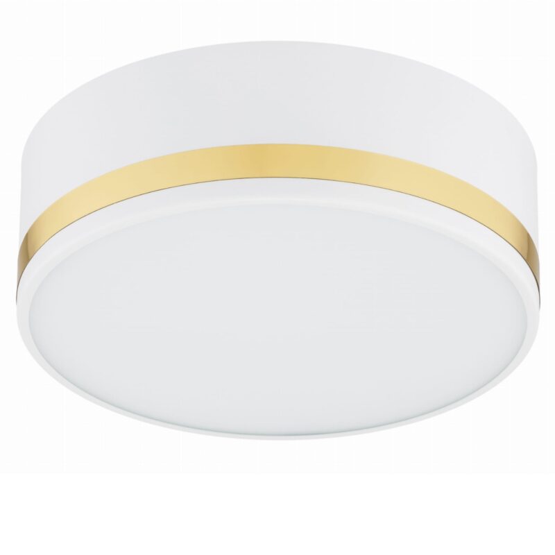 erome small flush ceiling lamp, gold & white, 2 light, 25cm width
