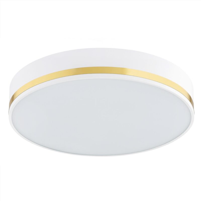 erome large flush ceiling lamp, gold & white, 3 light, 45cm width