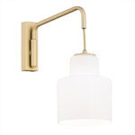 Unua Hanging Wall Light, 1 Lamp, Gold, Opal Glass, Moveable Arm