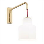 Unua Hanging Wall Lamp, Gold, Opal Glass, Moveable Arm