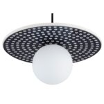 Bolu Ceramic Disc IP44 Pendant Lamp, Deep Cobalt Blue, Opal Matt Glass, 30cm Diameter