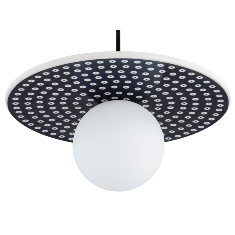 bolu ceramic disc pendant lamp, deep cobalt blue, opal matt glass, 30cm diameter