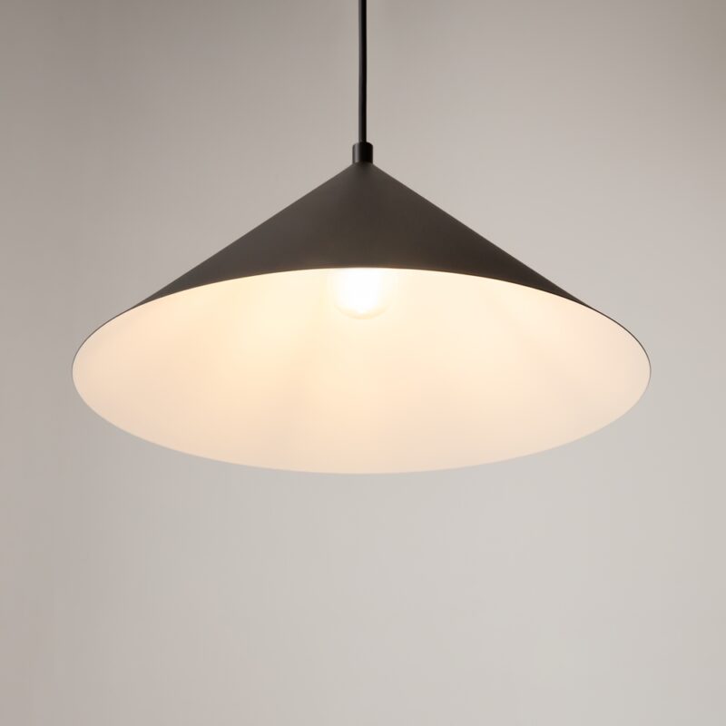 basic colors, black cone single pendant light, metal, 35cm diameter