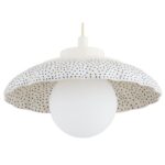 Bolu Ceramic Dome IP44 Pendant Lamp, Cream & Cobalt Navy Blue, Opal Glass, 28cm Diameter