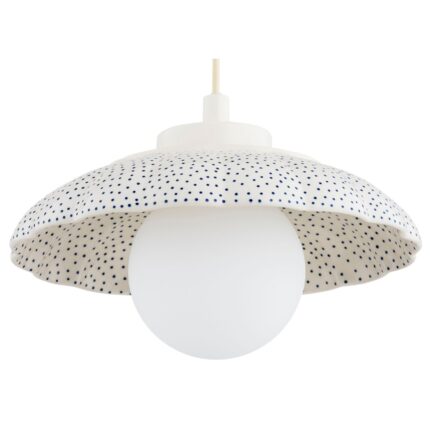 bolu ceramic dome pendant lamp, cream & cobalt navy blue, opal glass, 28cm diameter