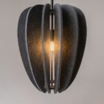 Cambio Small Felt Grey Pendant Lamp, Black Metal, 1 Light, 35 Diameter