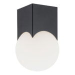 Ustin Ceiling Light, Black, Opal Glass, 12cm Width