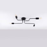 Vekta 4 Lamp Semi Flush Ceiling Light, Black Metal, 78cm Length