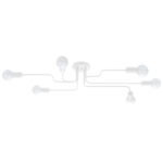 Vekta 6 Light Semi Flush Ceiling Lamp, White Metal, 80cm Length