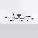 Vekta 8 Light Semi Flush Ceiling Lamp, Black Metal, 103cm Length