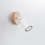 Veurdo 1 Light Wall Lamp, Wood, White Metal Adjustable Shade, 10cm Width