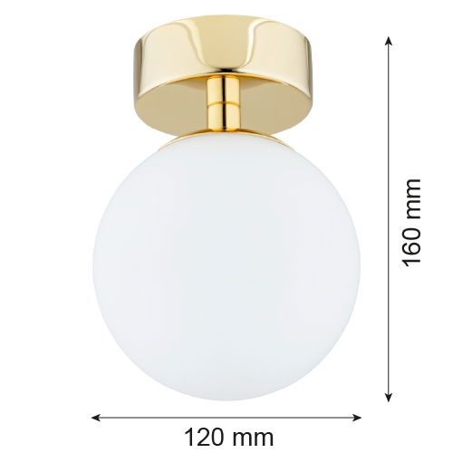 Vio ceiling light side view showing 160mm height and 120mm width dimensions.