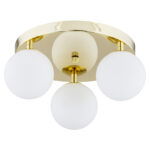 Vio IP44 Round Ceiling Lamp, 3 Light, Brass, Opal Glass, 34cm