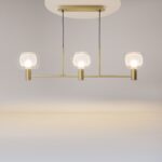 Vision Gold Pendant Light, 3 Lamp, Clear & Frosted Glass, 104cm Length