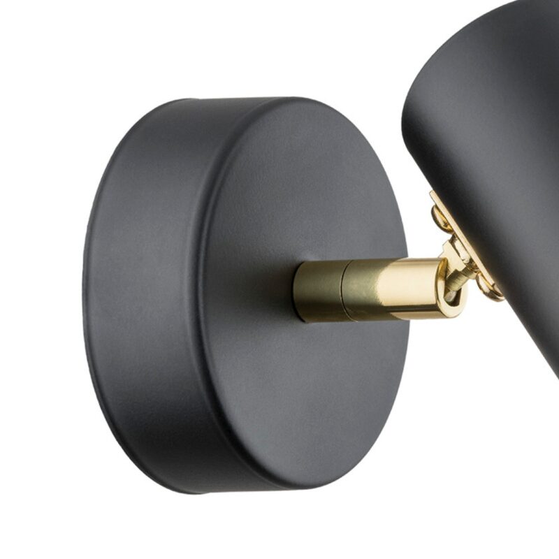 agos 1 lamp adjustable wall/ceiling spotlight, black, brass, 8cm wide