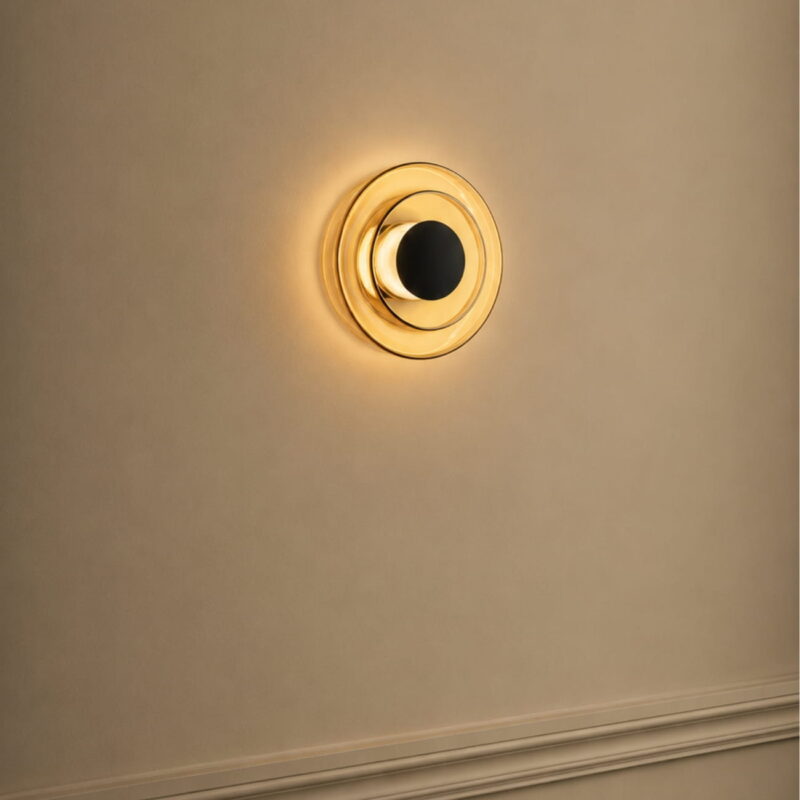 sophie led wall light, amber glass, 3000k warm white, 20cm diameter